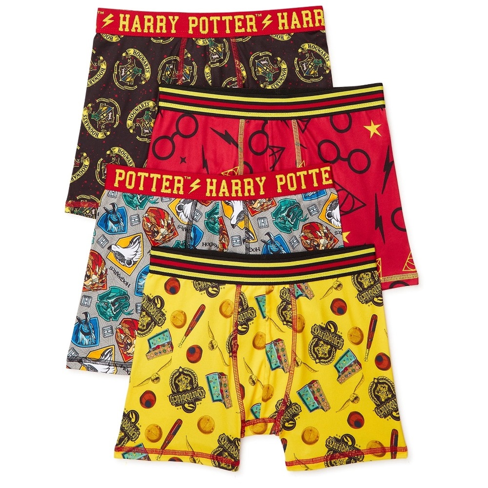 Harry Potter Boys Allover Print Boxer Briefs, 4-Pack, Sizes XS, S, M